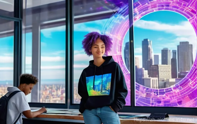 AI 윤리와 AI 윤리적 AI 사회적 영향 - **Prompt Title: "Secure Digital Horizon"**
    A bright, clean, and modern art studio with large win...