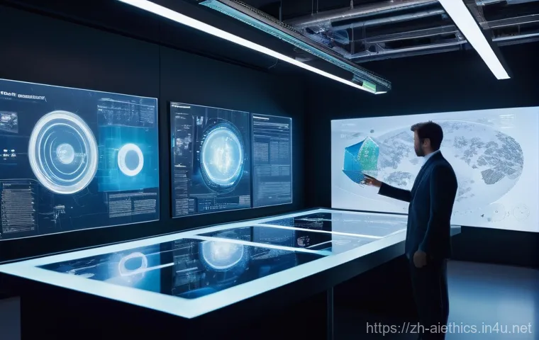 AI 윤리와 법률 - **Prompt:** A conceptual art piece depicting a stylized, humanoid AI figure with a smooth, unadorned...