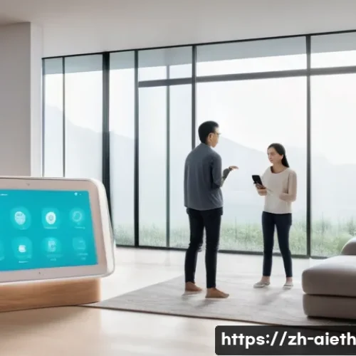 AI 윤리와 자동화 윤리 - A futuristic smart home interior scene illustrating the ethical challenges of data privacy: a divers...